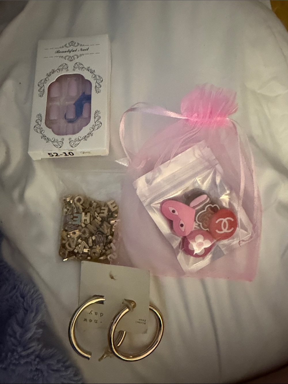 Kids Pink Bunny Charm Set with Assorted Beads